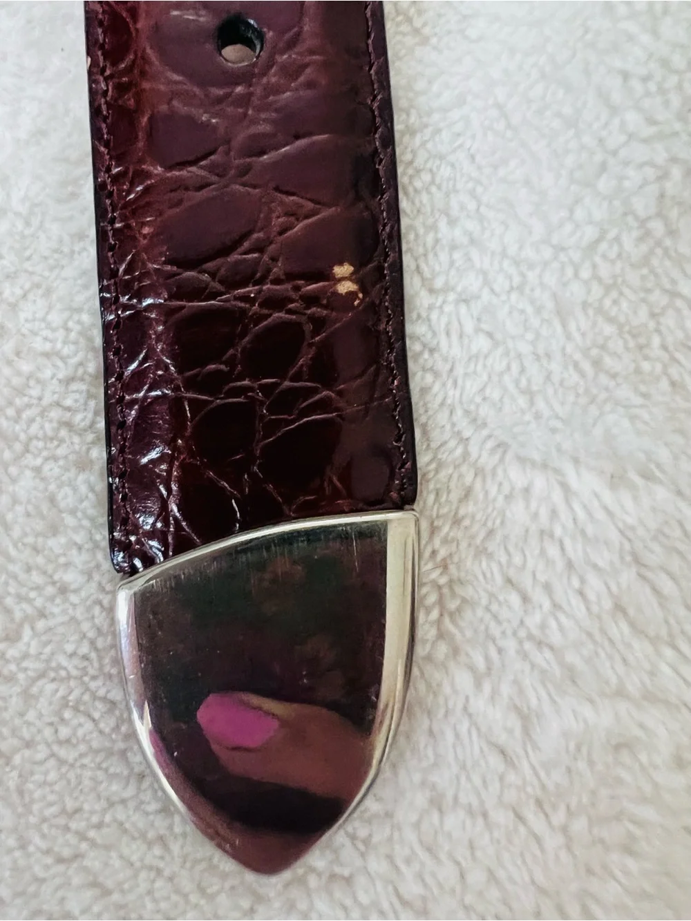 Men’s Belt Lot 2 Size 44 Genuine Leather Croc Embossed Black Brown Silver